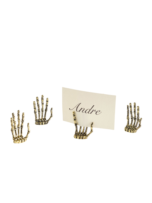 Tischkartenhalter mit Skelett-Hand – 4er-Set