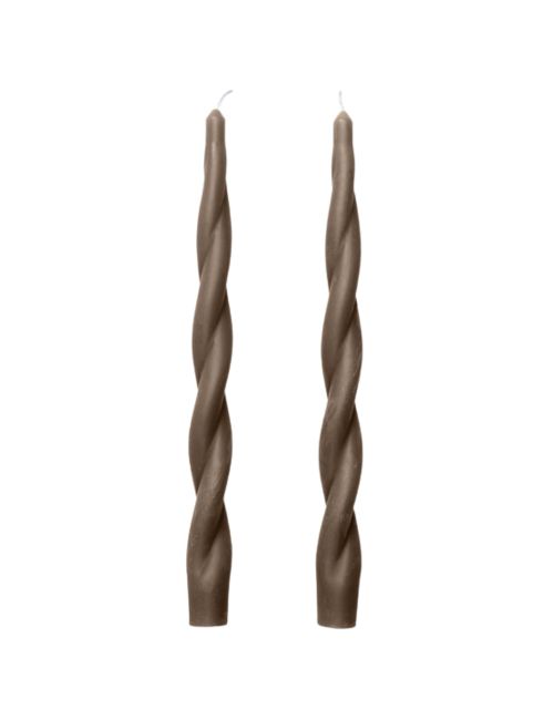 Braune gedrehte Stabkerzen (2er-Set)