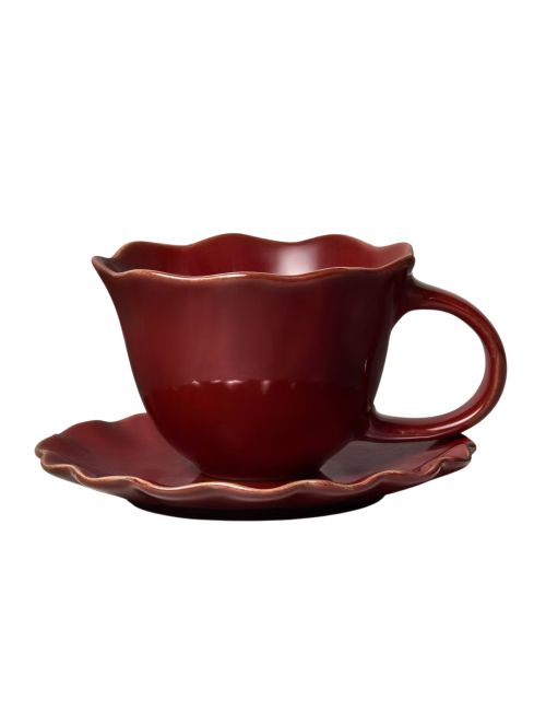 5 fl oz Espressotasse und Untertasse Burgunderrot – Hearth & Hand mit Magnolie