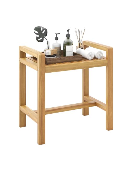 Costway Duschbank aus Teakholz