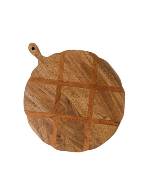 Rundes Servierbrett aus antikem Holz