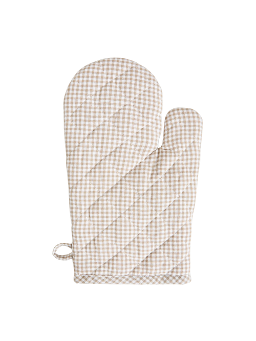 Gingham-Ofenhandschuh – Beige