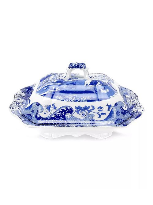 Spode Blaues italienisches Gemüsegericht mit Deckel
