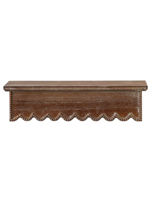 Dekoratives schwebendes Regal aus Holz mit Wellenschliff