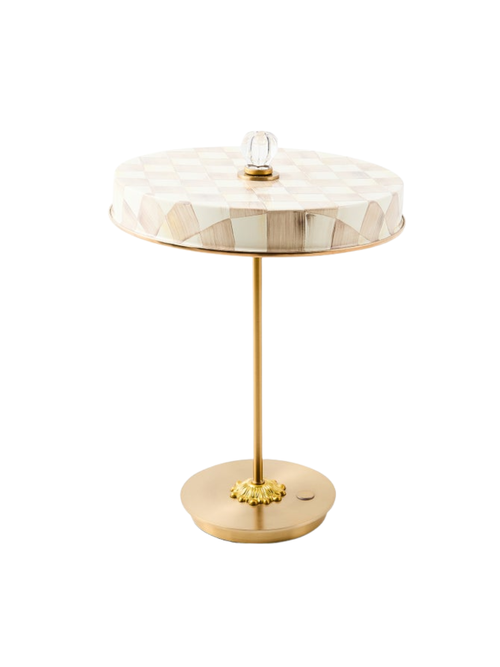 Courtly Check Led wiederaufladbare Disk-Tischlampe in Mokka-Karo