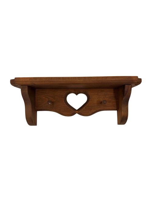 Vintage Wandregal aus Holz mit Herzausschnitt 