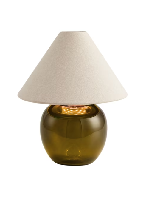 Wiederaufladbare LED-tragbare Lampe aus grünem Glas mit dimmbarem Berührungssensor