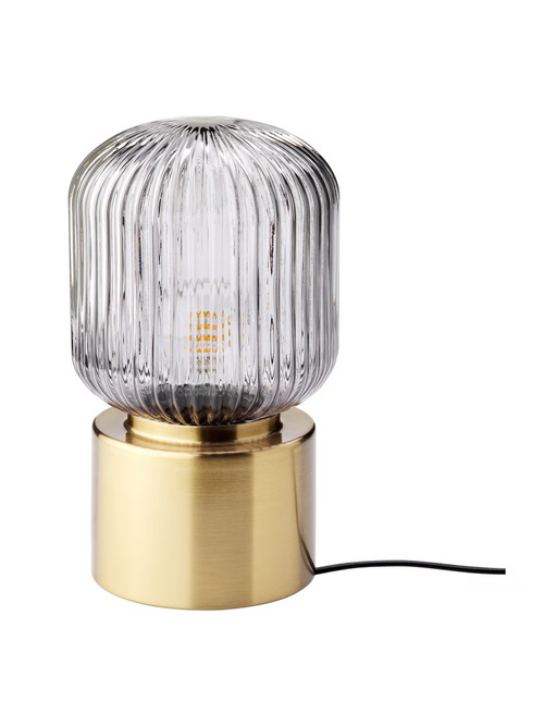 Solklint Tischlampe – Messing/graues Klarglas 11 