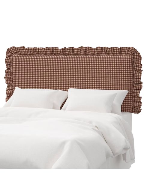 Mila Queen Size gerüschtes wandmontiertes Kopfteil in Whitaker Gingham Berry – Threshold, entworfen mit Studio McGee