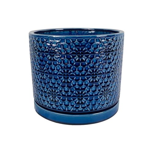 Blauer Keramik-Blumentopf