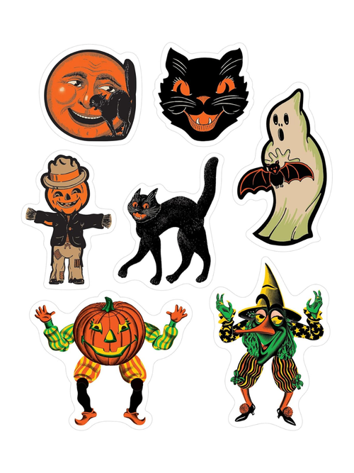Vintage-Halloween-Fensteraufkleber, 28 klassische Symbole