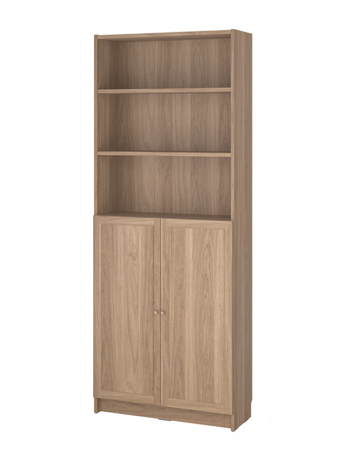 Billy / Oxberg Bücherregal mit Türen – Eicheneffekt 31 1/2 x 11 3/4 x 79 1/2 