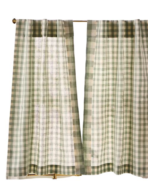 Baumwollleinen-Gingham-Café-Vorhänge, 2er-Set