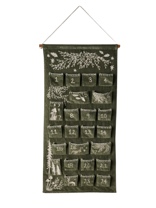 Verzauberter bestickter Samt-Adventskalender