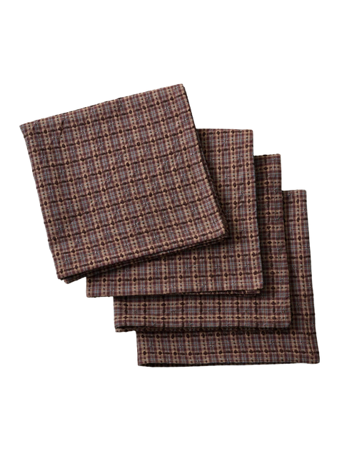 Brunette Dobby Plaid Servietten-Set, 4 Stück