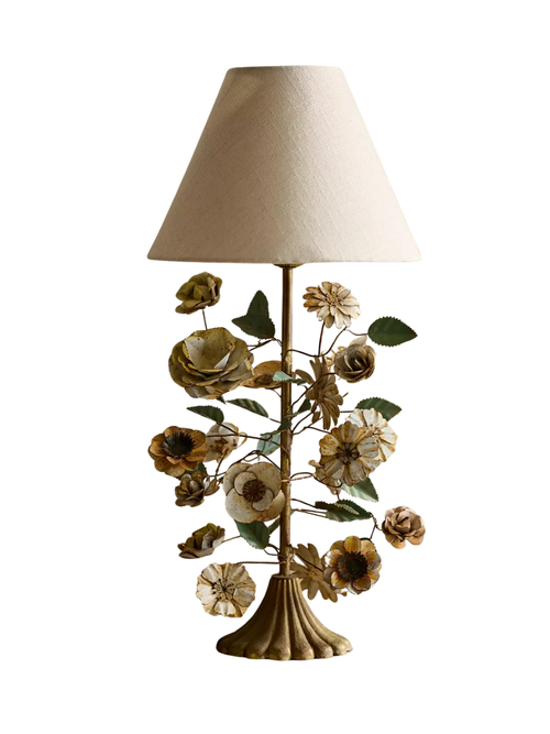 Florale Tischlampe aus Eisen
