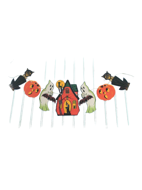 Retro-Vintage-Halloween-Banner, laminierte Girlande, 7 Stück.