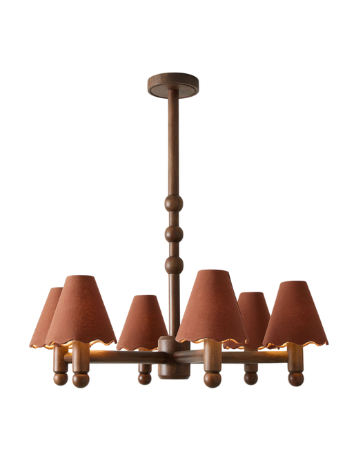 Kronleuchter aus Holz mit 6 Leuchten von Pierce & Ward