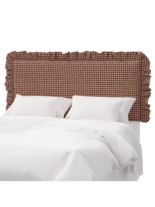 Wandmontiertes Kopfteil mit Gingham-Rüschenmuster