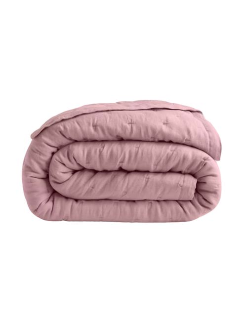 Europäische Leinen-Dream-Steppdecke in Dusty Mauve