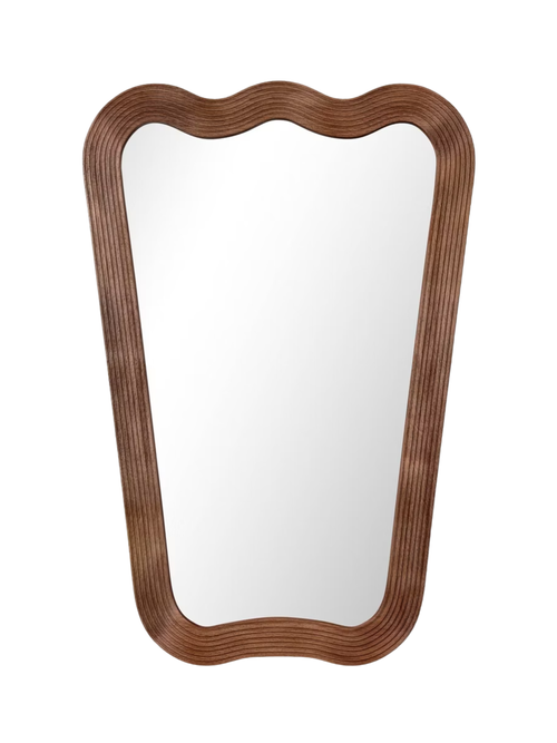 Wandspiegel aus geripptem Holz