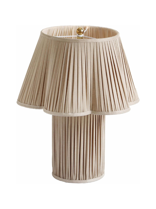 Corrine Tischlampe aus beigem Leinen