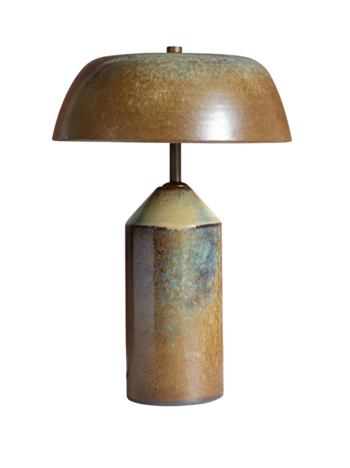 Mehrfarbig glasierte Gres-Keramik-Tischlampe
