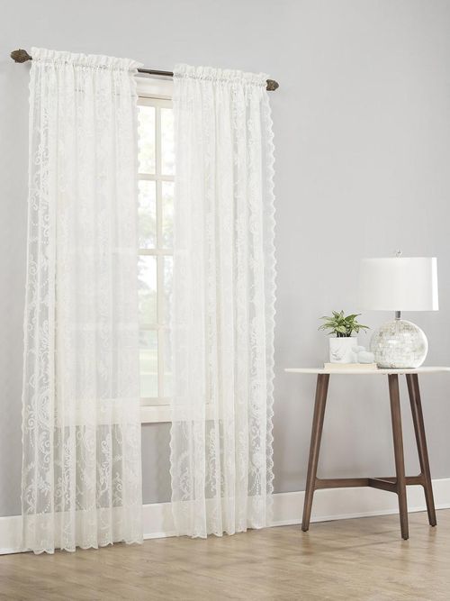 Andover Mills™ Eden Blumen-Spitzen-Vorhang mit Stangentasche
