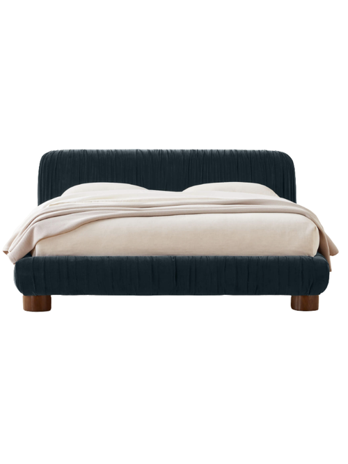 Cantar Blue Velvet gepolstertes Queensize-Bett