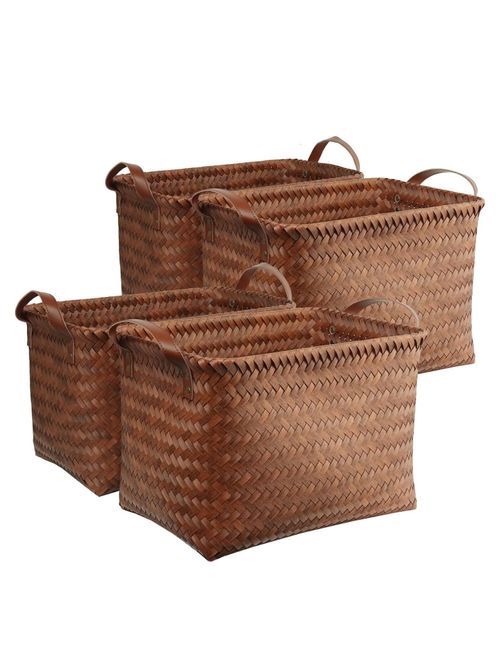 Brownlily Handgewebte Aufbewahrungskörbe aus Korbgeflecht, 4er-Pack