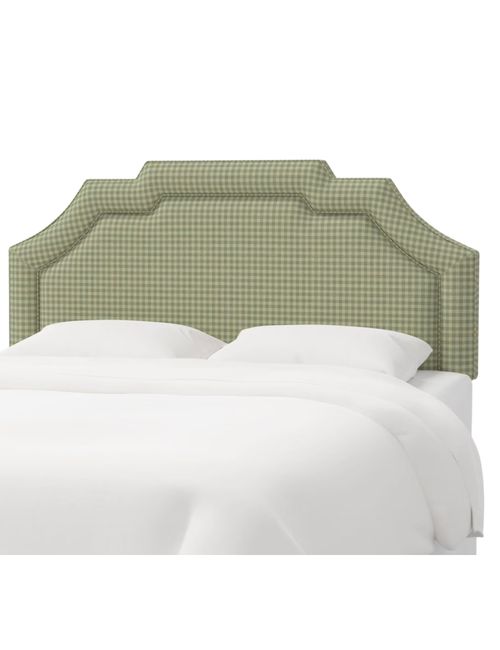 Willow Queen Size gekerbtes Kopfteil in Whitaker Gingham Sage – Schwelle, entworfen mit Studio McGee