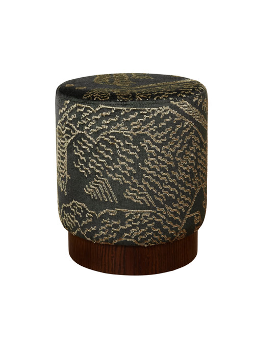 Tiger Mountain Hocker aus Jacquard-Samtholz