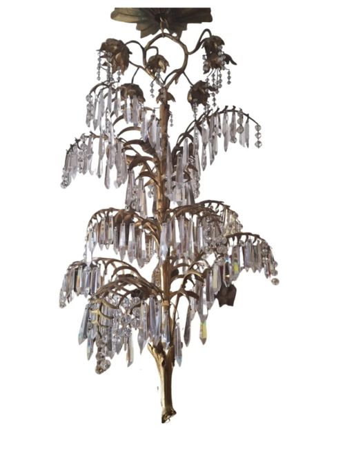 Palmen-Kronleuchter aus vergoldeter Bronze im Jugendstil aus dem 19. Jh. – ein Original von Josef Hoffmann