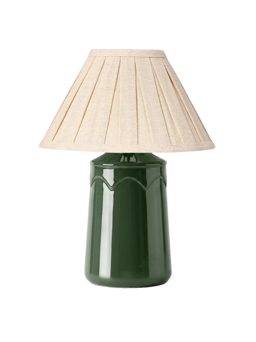 Tischlampe aus Keramik mit plissiertem Schirm
