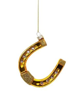 Goldenes Glückshufeisen-Ornament aus der Bridge Collection aus Glas