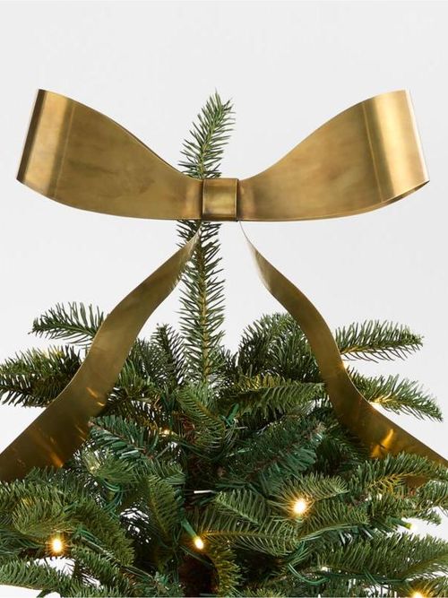 Messing-Metallschleife mit doppelter Weihnachtsbaumspitze und Kranzklammer
