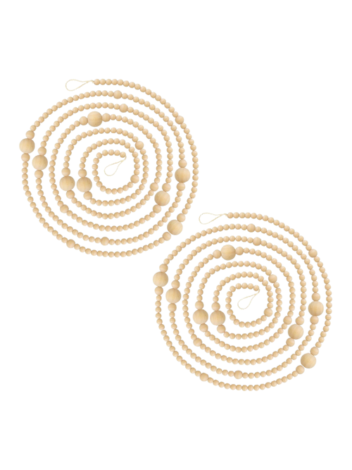 Weihnachts-Holzperlengirlande, 2er-Set