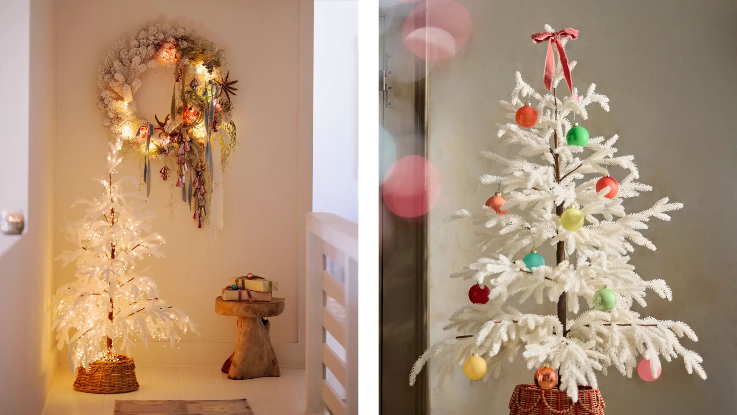 Ich war schon immer Team Evergreen, aber dieser weiße Anthropologie-Weihnachtsbaum verführt mich zum Frosted-Trend