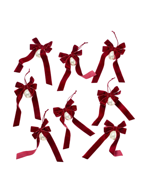 Baumschmuck aus Schleife und Kugeln, 8er-Set