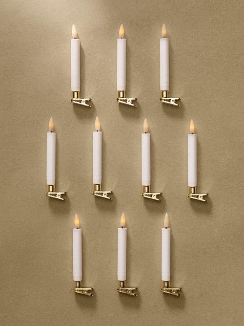 LED-Kerzenlichter mit Messingclip (10er-Set)
