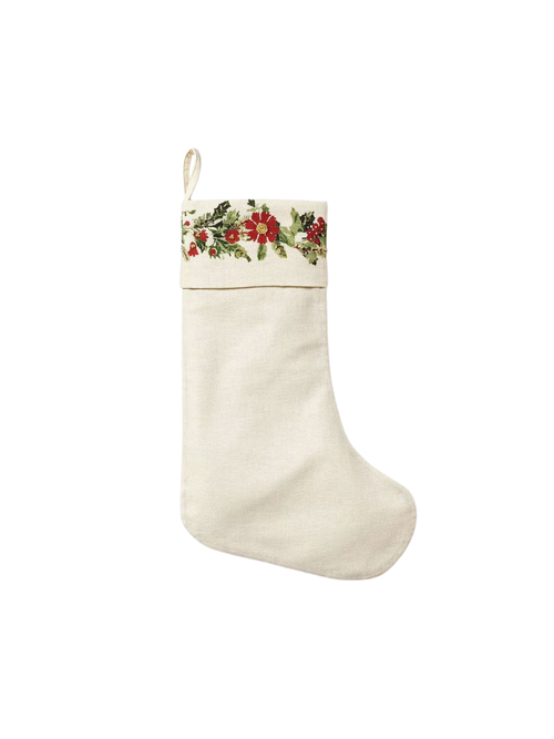 Weihnachtsstrumpf mit Stechpalmenkranz-Muster