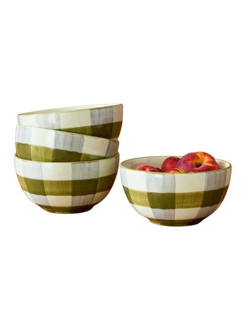 Elliot handbemalte Gingham-Schale, 4er-Set