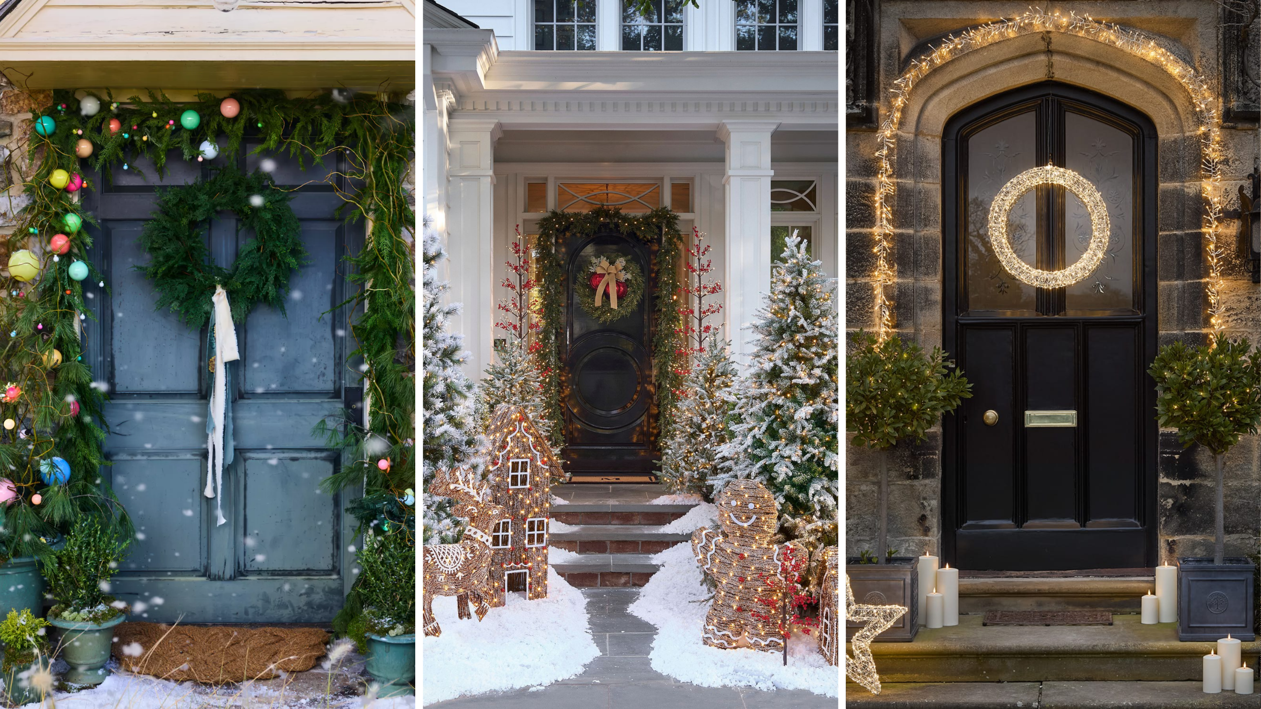 eine weihnachtlich dekorierte Veranda