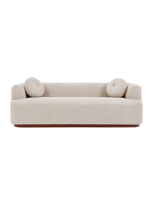 Arcora Bouclé 3-Sitzer-Sofa ohne Knochen und Untergestell aus Gummiholz