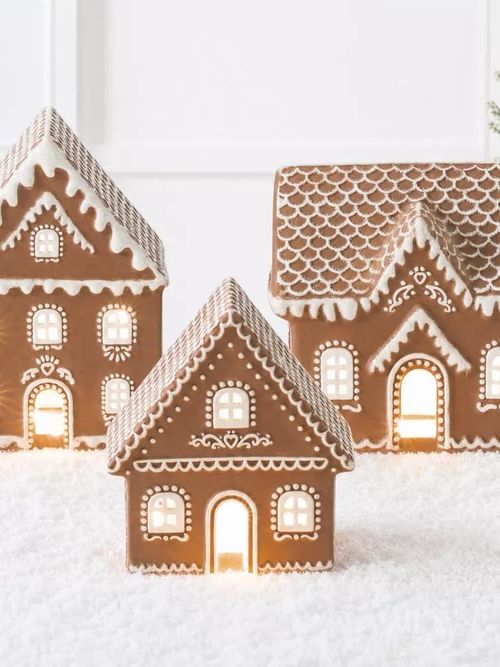 Keramik-Lebkuchenhaus, 3er-Set