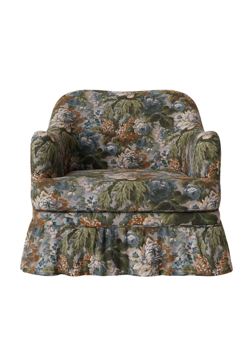 Rosamund Rüschenstuhl – June Floral Slate Chenille 33 B x 32 H x 36 T