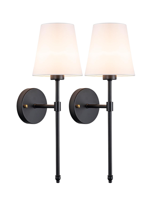Schwarze Wandleuchten zum Abziehen und Aufkleben, 2er-Set