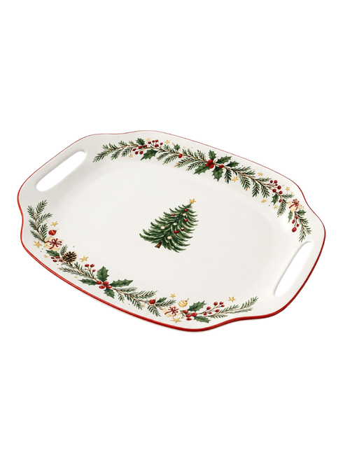 Weihnachts-Serviertablett mit Griffen 