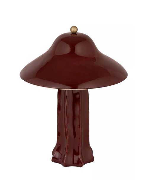 Tischlampe aus burgunderfarbenem Bell-Steinzeug