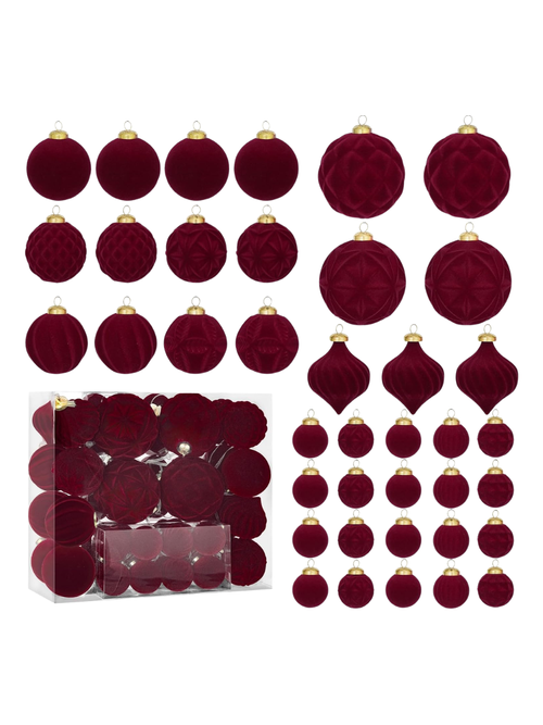 Bruchsicheres Samt-Weihnachtskugel-Ornament-Set